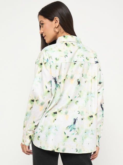 Madame All Over Botanical Print Lemon Yellow Shirt