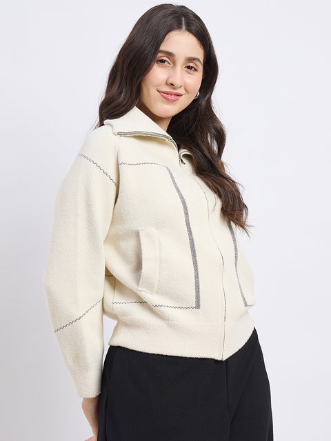 Madame Beige Polo Zipper Sweater