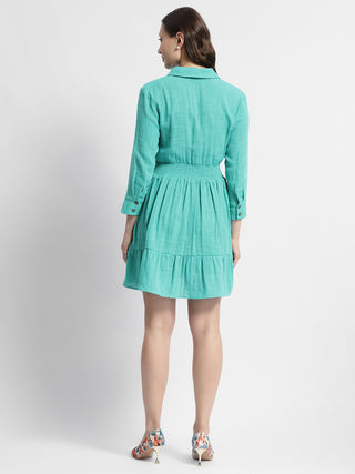 Madame Fit And Flare Sea Green Mini Dress