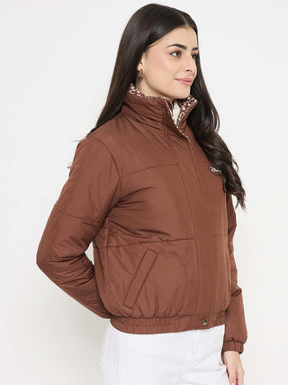 Madame Disney Printed Quilted Brown Puffer Jacket