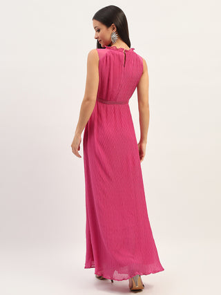 Madame Fit And Flare Pink Maxi Dress