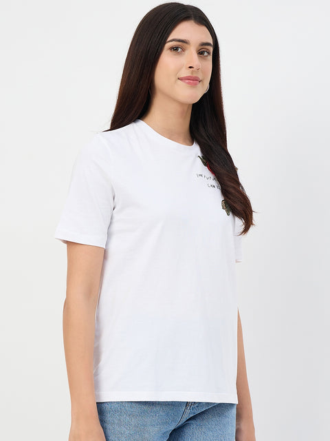 Madame White Graphic Print Cotton T-Shirt