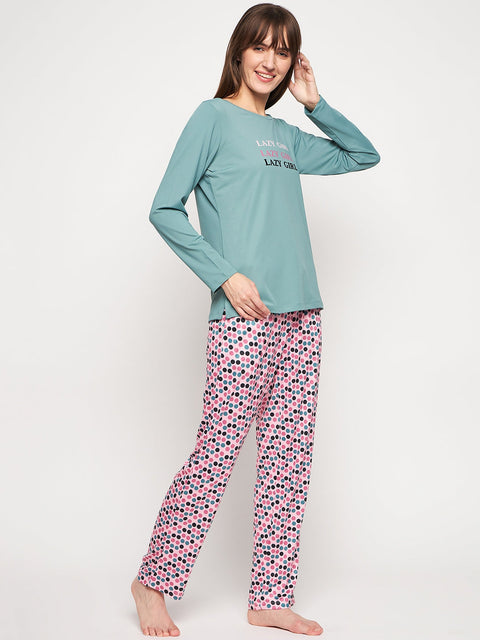 mSECRET Green Printed Nightsuit