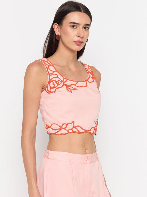 Madame Blush Pink Cotton Puff-Sleeve Top