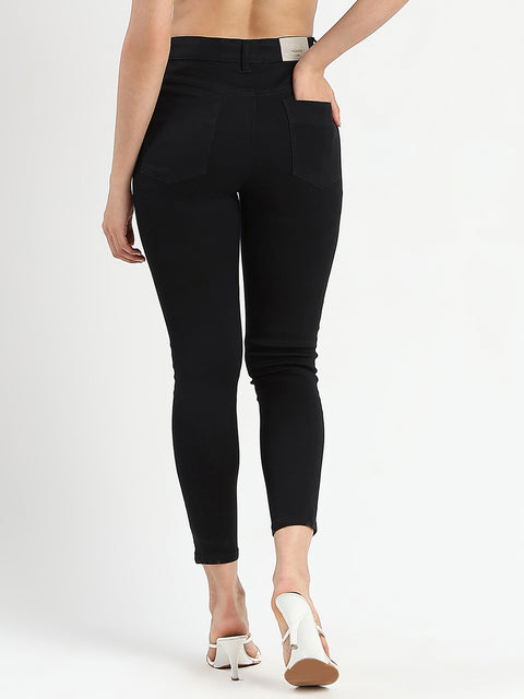 Madame Skinny Fit Black Cotton Blend Jeans