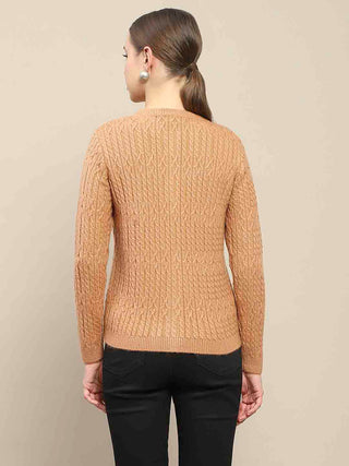 Madame Cable Knit Round Neck Rosewood Cardigan