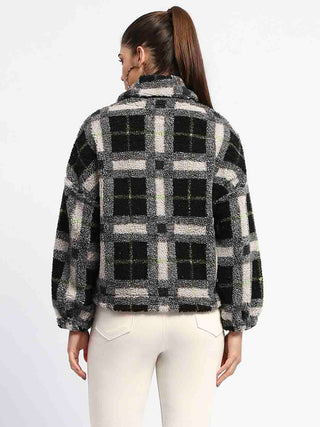 Madame Geometric Print Black Puff Sweatshirt