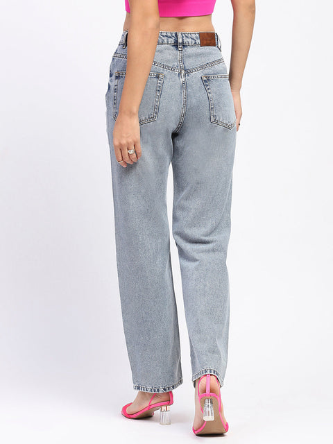 Madame Light Wash Embellished Light Blue Cotton Denim