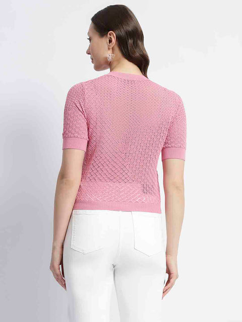 Madame Pink Knitted Crew Neck Top