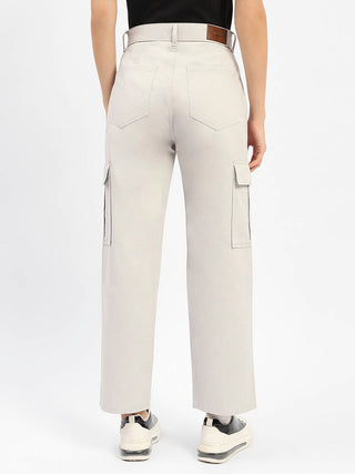 Madame Solid Grey Cargo Jeans