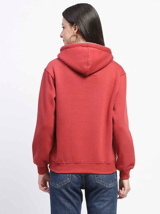 Madame Print And Handwork Red Hooded Sweatshirt