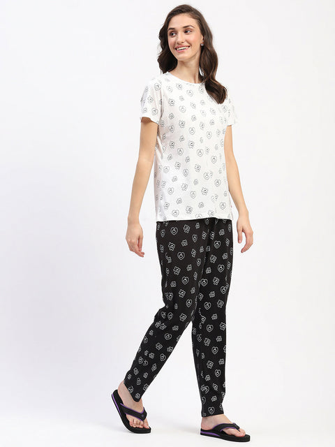 mSECRET Printed Three Piece Night Suit