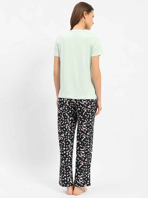 mSECRET Printed T-Shirt with Pajamas Nightsuit Set