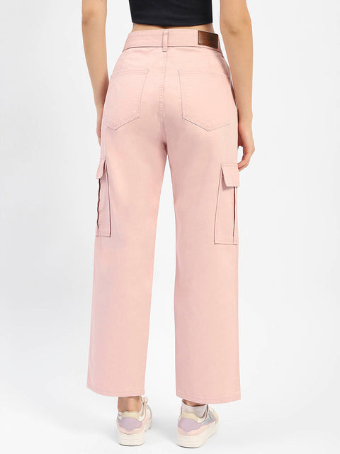 Madame Solid Pink Cargo Jeans