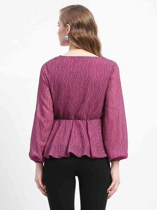 Madame Purple V-Neck Empire Waist Top
