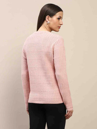 Madame Cable Knit Buttoned Peach Cardigan
