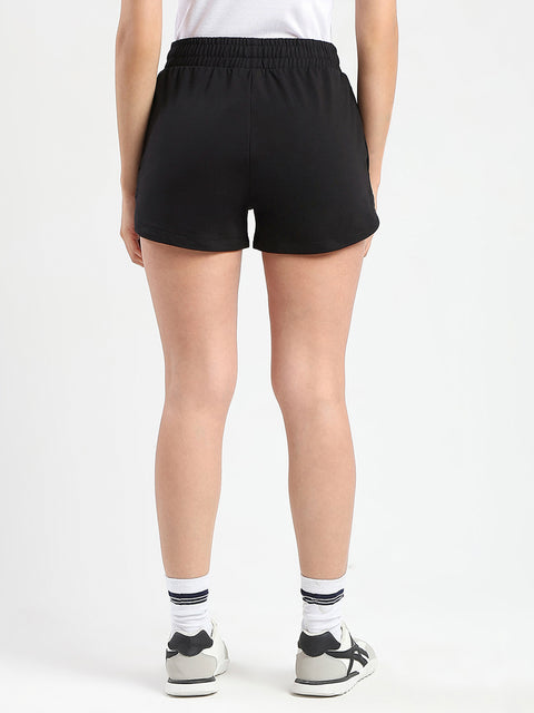 mSECRET Typography Print Black Cotton Blend Shorts