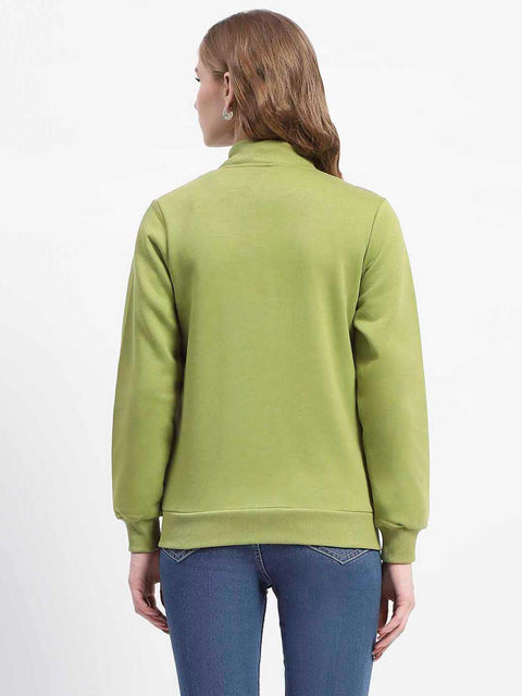 Madame Mock Neck Olive Green Cotton Sweatshirt
