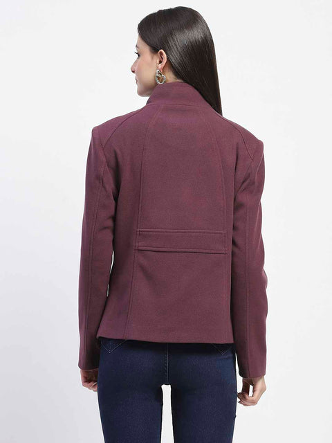 Madame Textured High Neck Mauve Short Coat