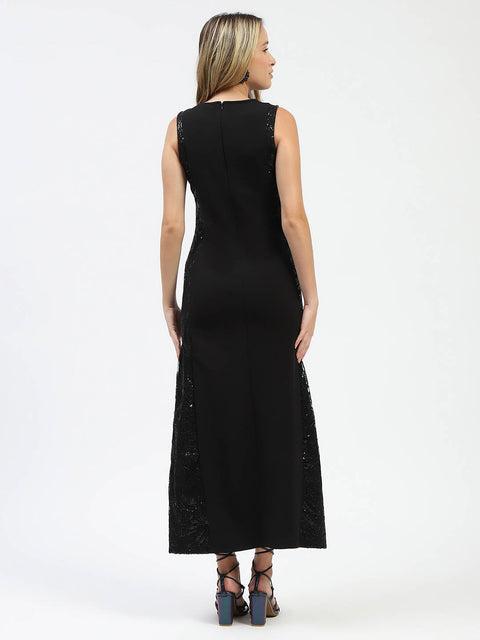 Madame Black Sequin Detailing Sleeveless Dress