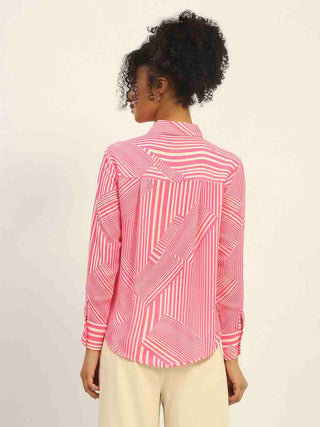 Madame Geometric Striped Pink Shirt