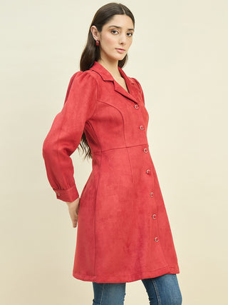 Madame Suede Blazer Dress with Embellished Button Details