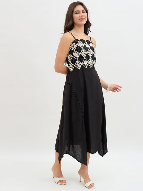 Madame Rayon Blend Crochet Overlay Dress