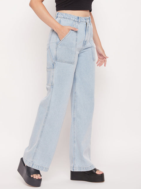 Madame Ice Blue High Rise Boyfriend Fit Jeans