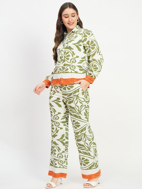 Madame Green Printed Rayon Blend Co-ord Set