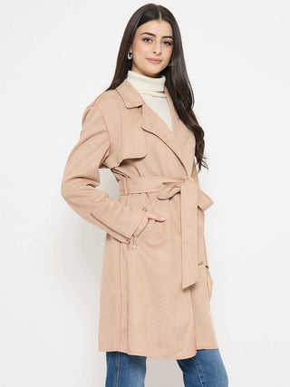 Madame Belted Camel Brown Long Trench Coat