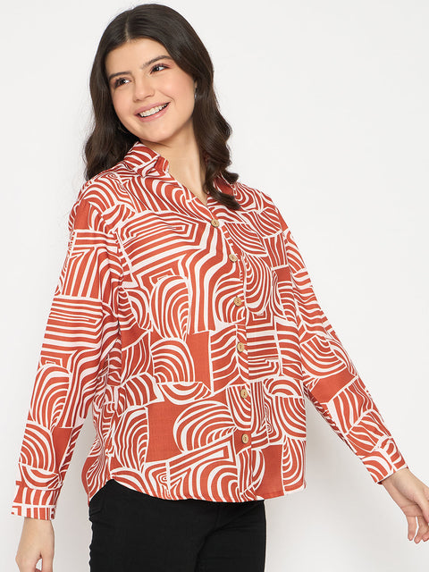 Madame All Over Print Rust Orange Shirt