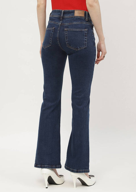 Madame Cut Seam Carbon Blue Flared Jeans