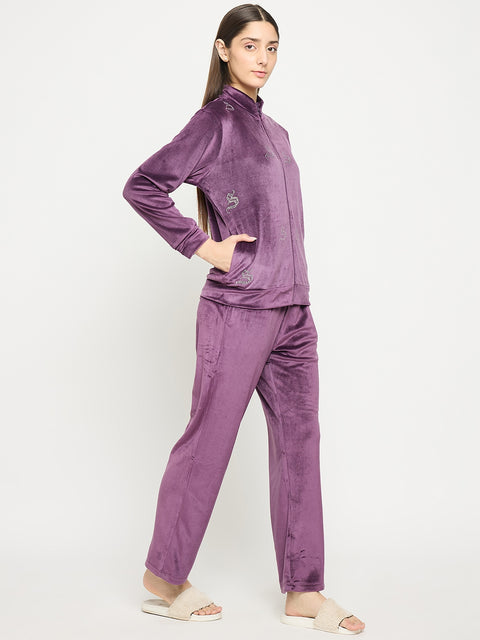 mSECRET Purple High Neck Night Suit