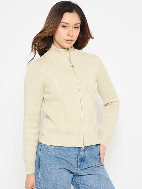 Madame Mock Neck Beige Swaeter