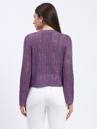 Madame Vibrant Purple Open-Knit Top
