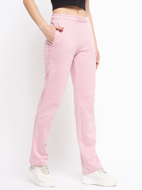 Msecret Solid Dusty Pink Track Bottom With Pockets