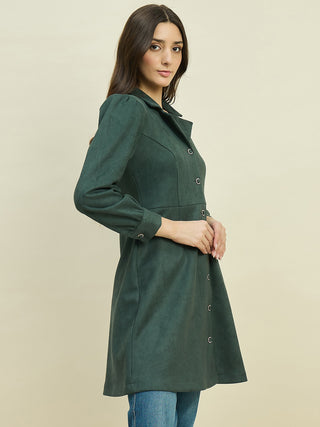 Madame Solid Green Blazer Dress