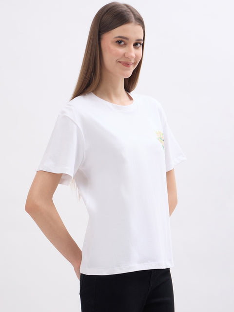 Madame Graphic Print White Cotton T-Shirt