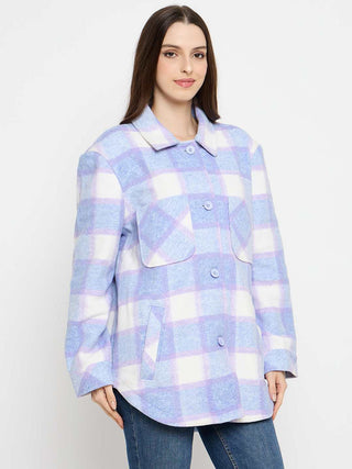 Madame Checkered Blue Shacket