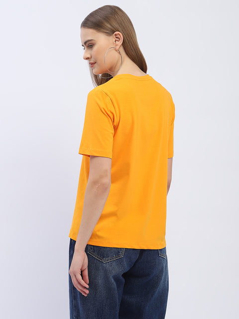 Madame Typography Orange Regular T-Shirt