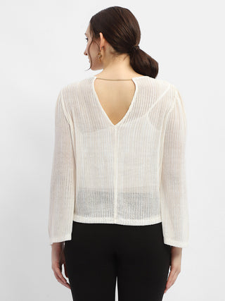 Madame Cut Out Back Off-White Knit Top