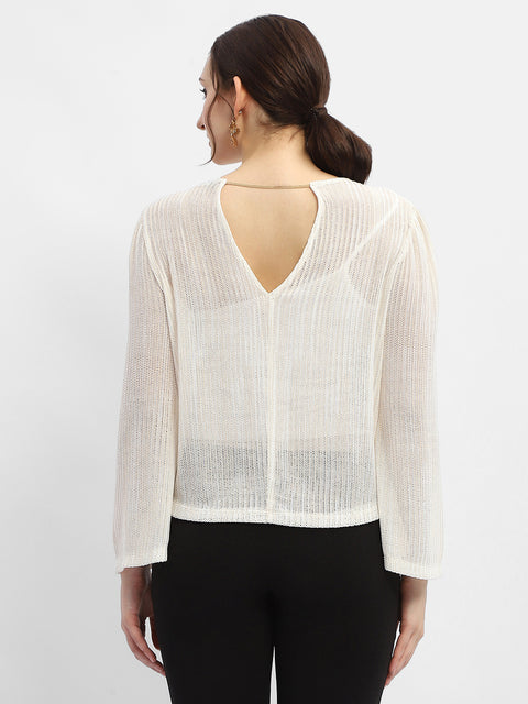 Madame Cut Out Back Off-White Knit Top
