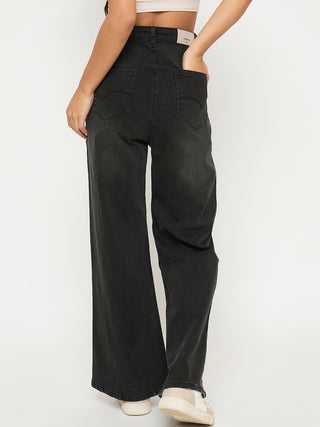 Madame Whiskered Charcoal Black Cotton Blend Jeans