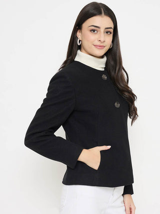 Madame Round Neck Black Short Coat