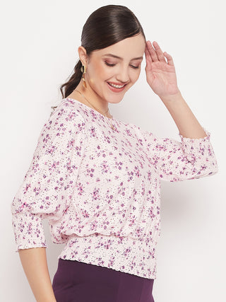 Madame Pink Elasticated Waist Cotton Floral Top