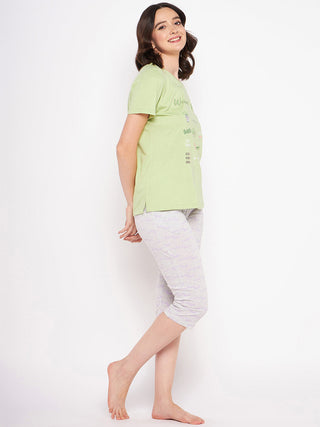 mSECRET Lime Typography Nightsuit