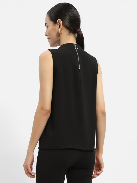 Madame Applique Adorned Black Shimmer Top