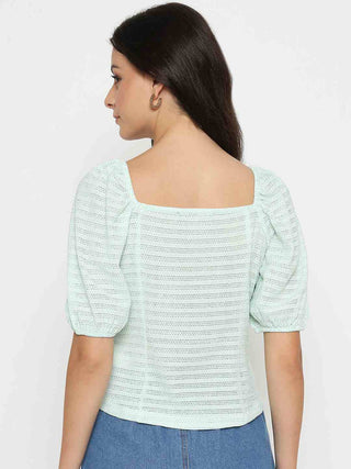 Madame Tie Detail Off Shoulder Turquoise Top