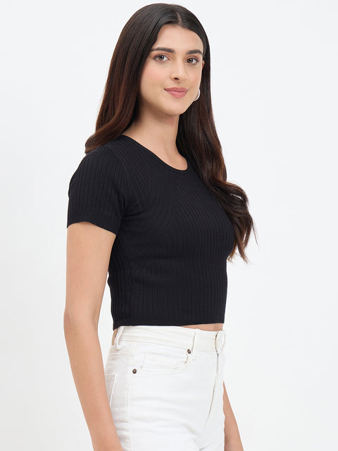 Madame Black Knitted Crop Top