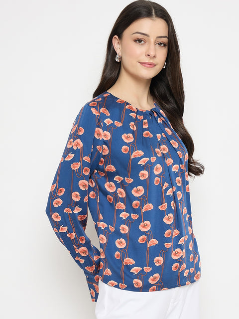 Madame Printed Rayon Gather Top